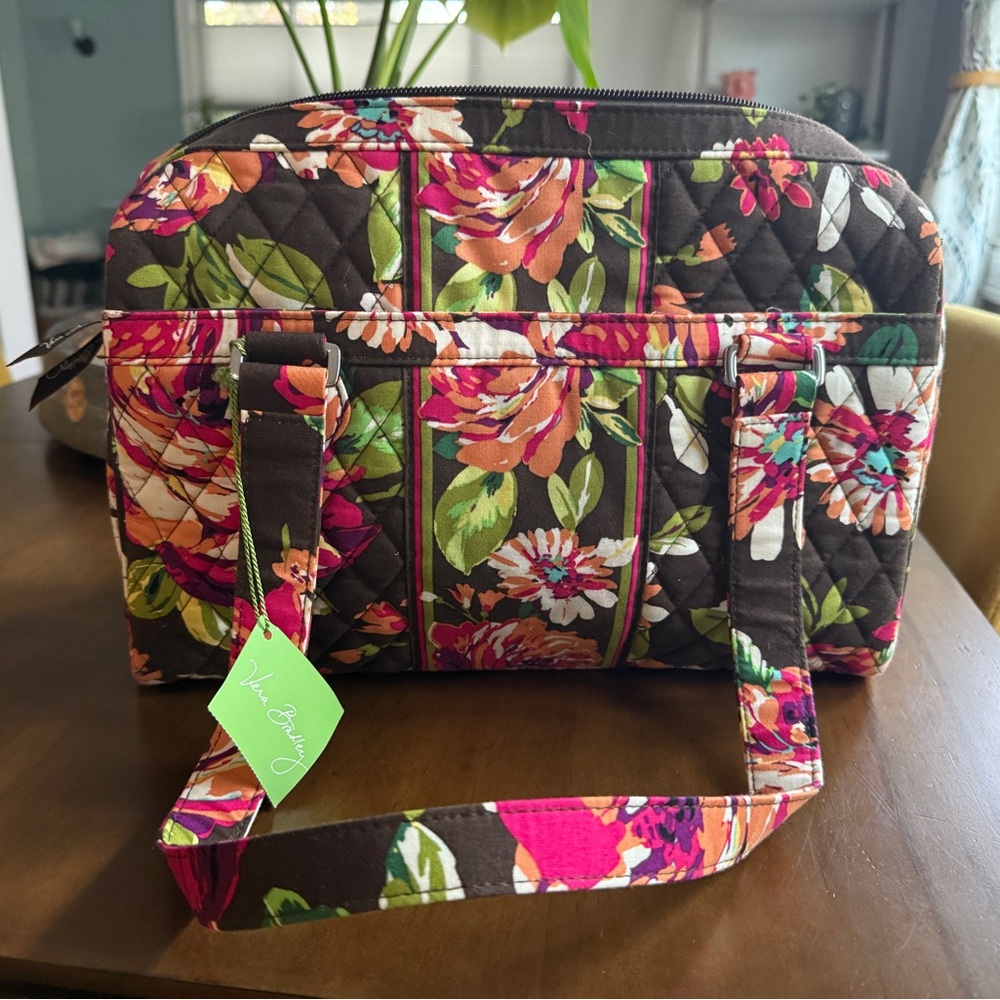 Vera Bradley Floral Quilted Travel Bag - Pink and Green